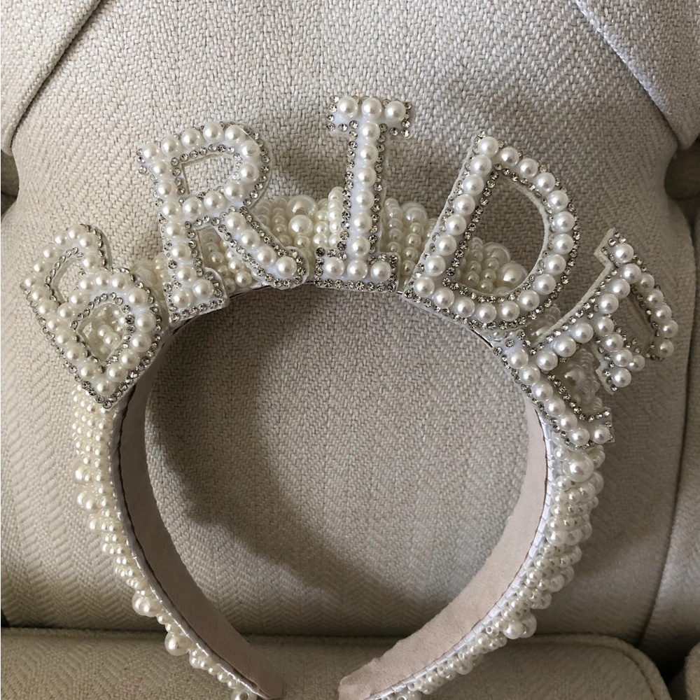 Pearl Embellished Bride Headband, Bride Bridal Hair Piece, Bachelorette Gift